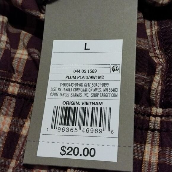 NWT Men's  Plum Plaid Poplin Pajama Pants - Goodfellow & Co  Size L - Picture 9 of 9